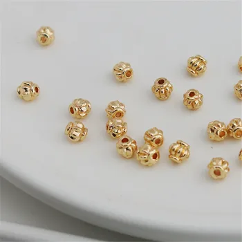 14K Zlata Plné Á Svietidla korálky 4 samostatné korálky náramok náhrdelník šperky DIY s korálkami šperky voľné korálky
