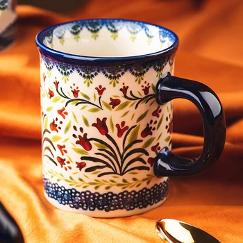 Pôvodné Kvety Káva Hrnček Kawaii Krásne Mlieko Čaj Müsli Porcelánu Raňajky Poháre 400 ml Keramická Šálka Kreatívny Darček pre Priateľa