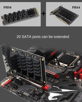 PCIE X16 NVME M. 2 RAID Rozširujúca Karta PCI-E SATA 20 Porty JMB585 Čip Karty Adaptéra Pre ASUS Hyper M. 2X16