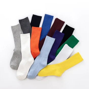 Jesenné a Zimné Novú Hromadu Ponožky Pure Color Dvojitej Ihly Tenké Vertikálne Pásy Uprostred Trubice Japonský Fialová Bavlna dámske Ponožky
