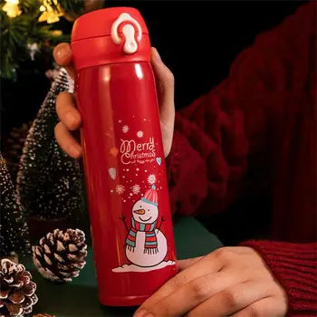 500 ml Vianočné Termosky Šálka z Nerezovej Ocele, Vákuové Fľaša na Vodu s Vekom Elk Santa Termosky Pohár Vianočný Darček Vianočný Dekor