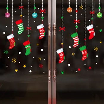 Vianočná Pančucha Samolepky Na Stenu Dekoratívne Sklo Okna Môžete Odstrániť Nálepky Na Stenu Spálne